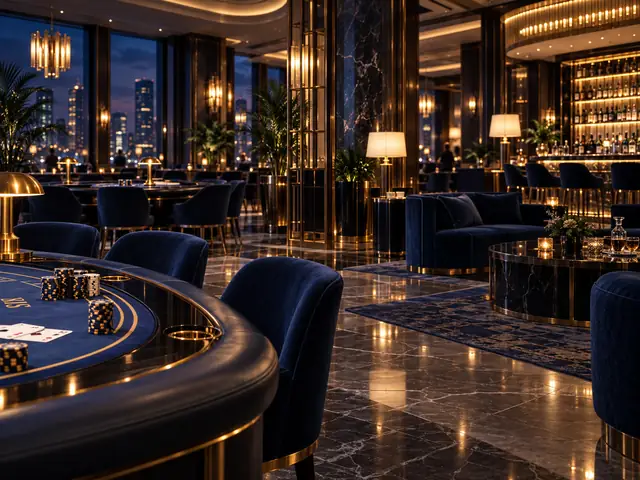 Eleganckie wnętrze kasyna i strefy lounge